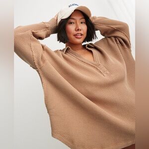 Aerie LumberJane Waffle Polo Sweatshirt